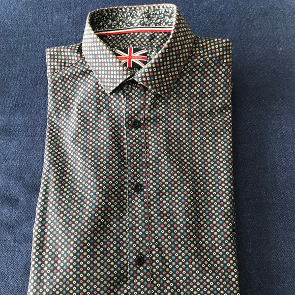 Soul of London Men’s Shirt US 15 1/2  Navy Colour circle Pattern - Picture 1 of 10